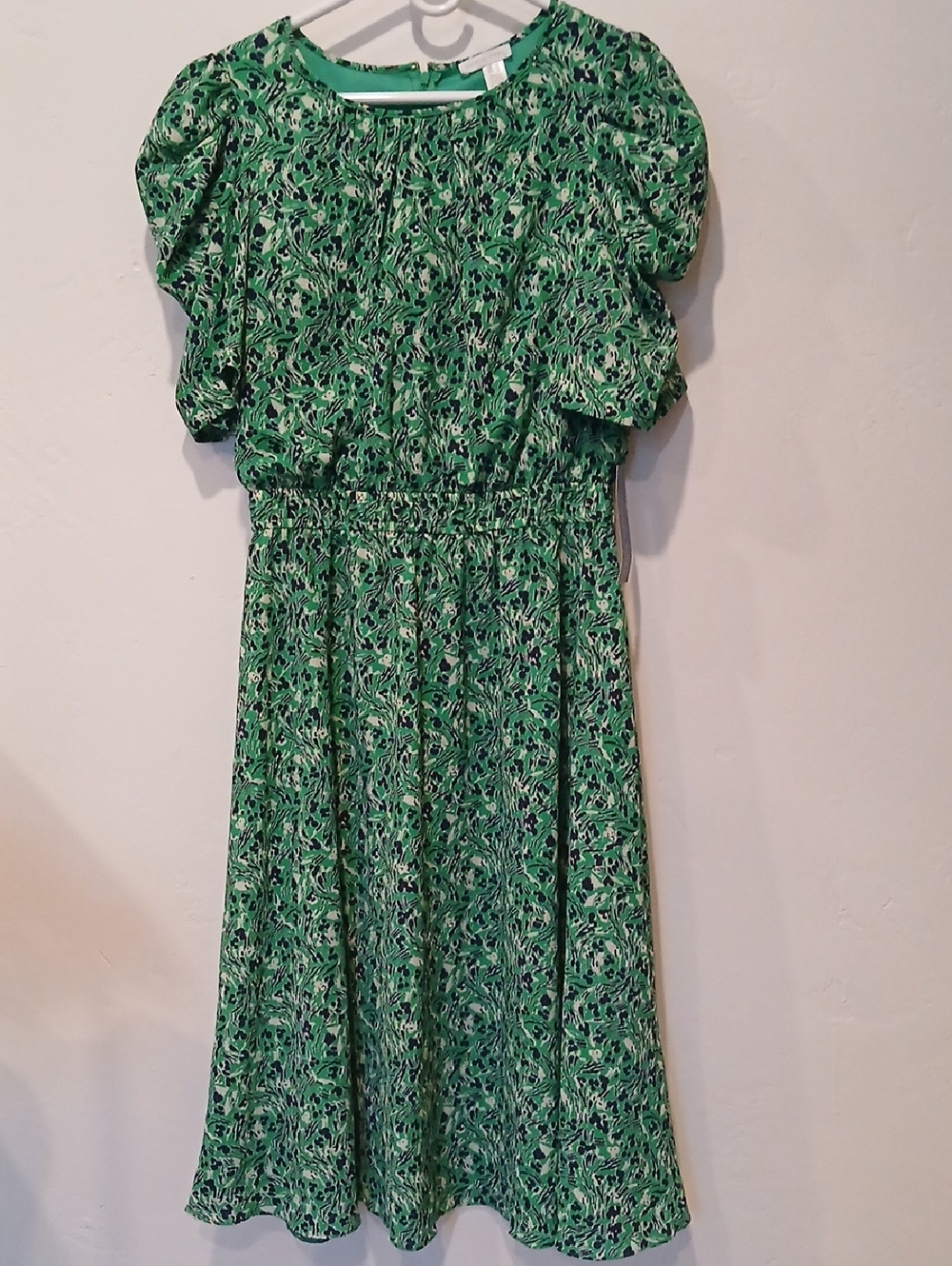 London Times Green Abstract Floral Midi Dress